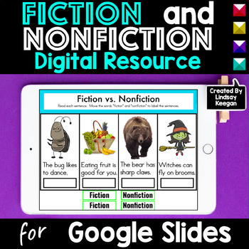Preview of Fiction vs Nonfiction Digital Activities for Google Slides