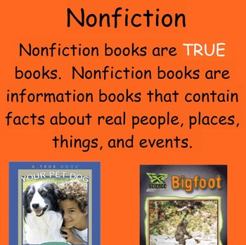 Preview of Fiction vs. Nonfiction Smart notebook lesson - Elementary Library or ELA class