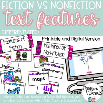 Fiction vs. Nonfiction Text Features Sort! Included Digital Activity!