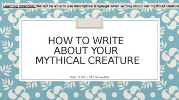 Preview of Fictional Descriptive Writing - Mythical Creatures