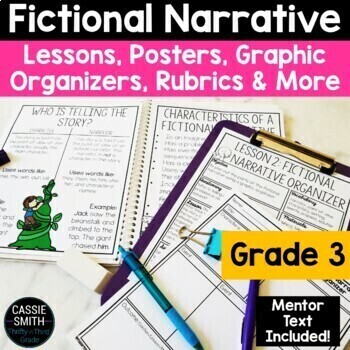 Preview of Fictional Narrative Writing Unit 3rd Grade Graphic Organizer Anchor Charts