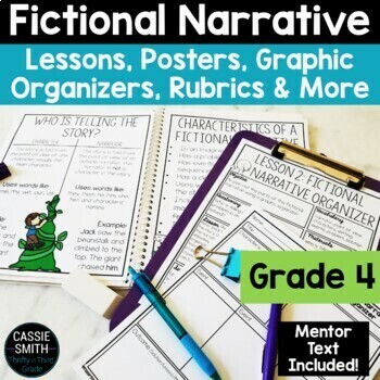 Preview of Fictional Narrative Writing Unit 4th Grade Graphic Organizer Anchor Charts