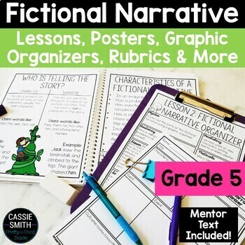 Preview of Fictional Narrative Writing Unit 5th Grade Graphic Organizer Anchor Charts