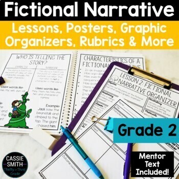 Preview of Fictional Narrative Writing Unit 2nd Grade Graphic Organizer Anchor Charts