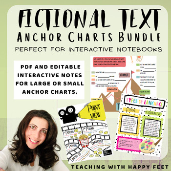 Preview of Fictional Text: Anchor Charts and Interactive Notebook Bundle!
