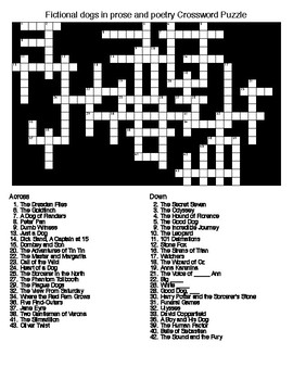 Fictional dogs in Media (TV,Lit, &Film} Crosswords & Word Searches