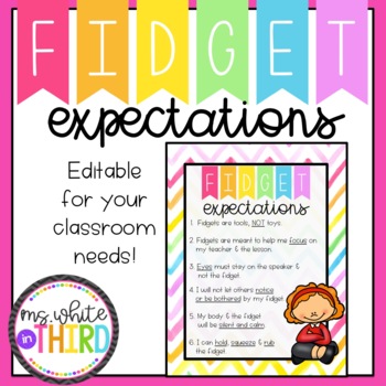 Preview of Fidget Expectations & Rules - Editable