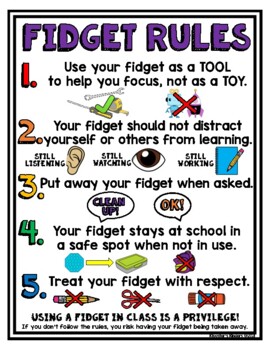 Preview of Fidget Rules Poster - Two Versions with Picture Images