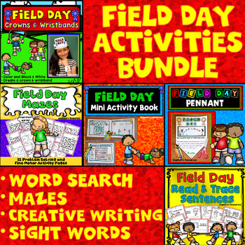 Preview of Field Day Activities Bundle-Crowns Word Search, Coloring Pages, Creative Writing