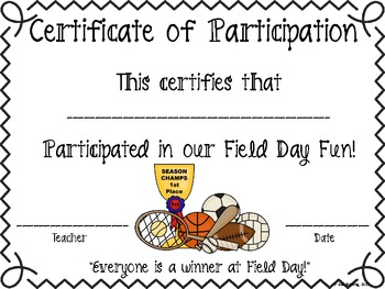 Preview of Field Day Certificate