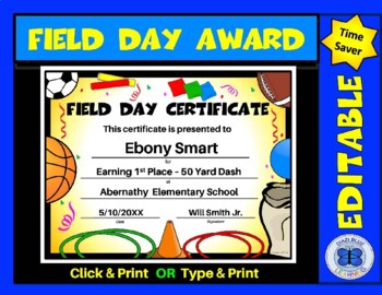 Preview of Field Day Certificate IV - Editable