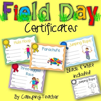 Preview of Field Day Certificates Color and Black and White Versions Included
