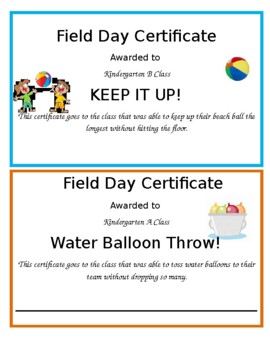 Preview of Field Day Certificates - Editable