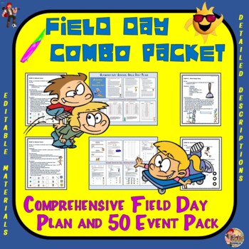 Preview of Field Day Combo Packet- Comprehensive Beach Themed Plan and 50 Event Pack Bundle