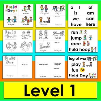 Field Day Mini Books 3 Levels Illustrated Word Wall Cards Tpt