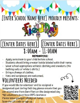 Preview of Field Day Flyer - EDITABLE