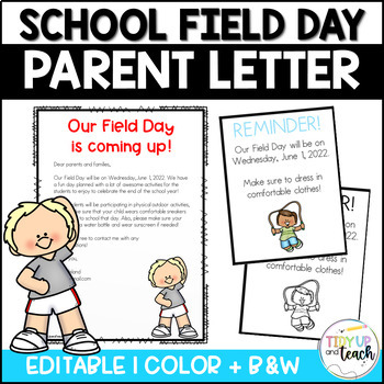 Preview of Field Day Letter to Parents