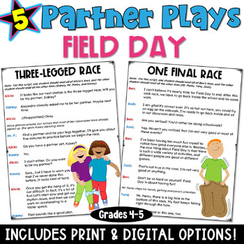 Preview of Field Day Partner Plays: 5 Scripts with a Comprehension Check Worksheet 4th 5th