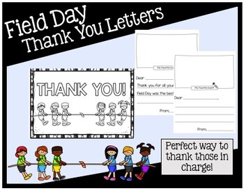 Preview of Field Day Thank You Letters/Cards - PTO Field Day Thank You - Gym Teacher Thank
