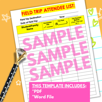 Preview of Field Trip Attendee List/Documentation For Childcare/Summer Camp Programs