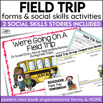 Preview of Field Trip Social Story Expectations Reflection Reminder Editable Forms Nametags