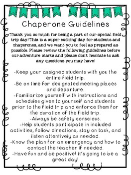 chaperone expectations for field trip