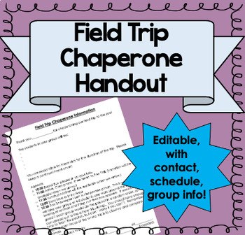 Preview of Field Trip Chaperone Schedule and Agenda