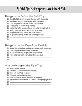 mdcps field trip checklist