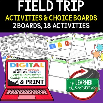Field Trip Activities, Choice Board, Digital Distance Learning & Print