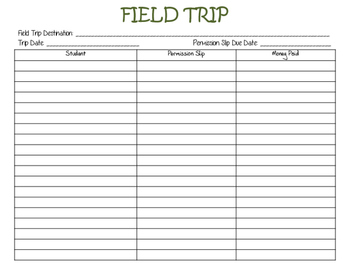 Field Trip Form by True Kid at Heart | TPT