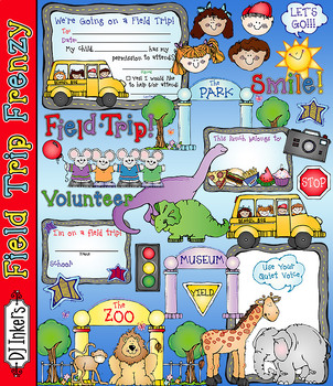 Preview of Field Trip Frenzy Clip Art and Printables for Teachers by DJ Inkers