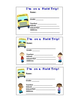 Preview of Field Trip Name Tags