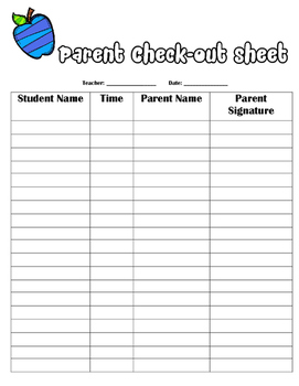 Preview of Field Trip Parent Check-Out Sheet