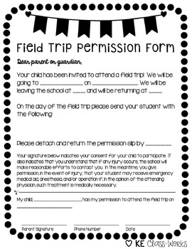 Preview of Field Trip Permission Form {Editable}
