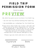 Field Trip Permission Form Editable PDF