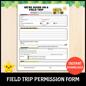 Preview of Field Trip Permission Form For Daycare, Child Care | Printable Letter To Parents