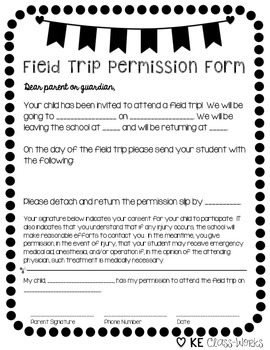 Preview of Field Trip Permission Form {Freebie!}