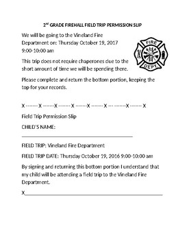 Preview of Field Trip Permission Slip - Editable
