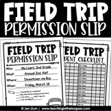 Editable Field Trip Permission Slip Form Checklist Reflect