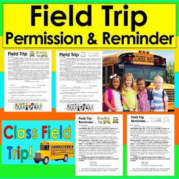 Preview of Easy Editable Field Trip Permission Slip Notice and Reminder MS Word & Google