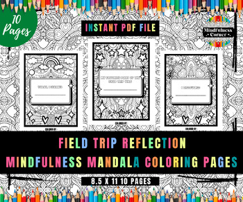 Preview of Field Trip Reflection Writing Activities, Mindfulness Mandala Coloring Sheets