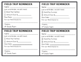 Field Trip Reminder Parent Note (Editable)