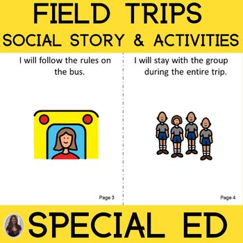 Preview of Field Trip Social Story plus activities EDITABLE