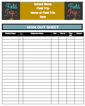 Preview of Field Trip - Student Check-in and Parent Sign-Out Sheet