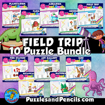 Preview of Field Trip Word Search Puzzles and Coloring Activity BUNDLE | 10 Puzzles