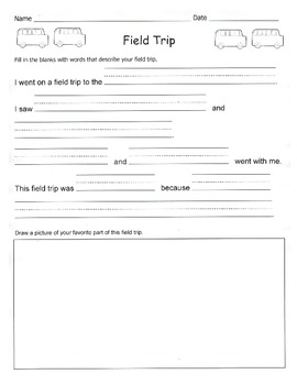 Preview of Field Trip Writing Assignment / Kindergarten / 1st Grade