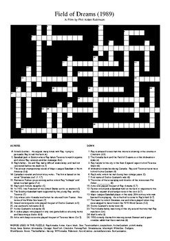 Field of Dreams Review Crossword Puzzle by M Walsh TpT