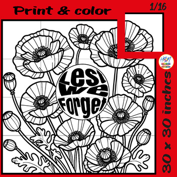 Preview of Field of Honor: Lest We Forget Anzac Day Collaborative Coloring Poster Activity