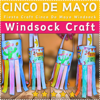 Preview of Fiesta Craft Cinco De Mayo Windsock Craft Activities Coloring Page Art Project
