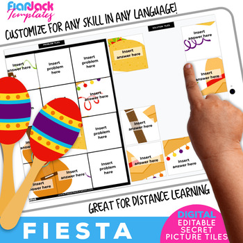 Preview of Fiesta Digital Editable Google Slide Secret Picture Tiles | Distance Learning